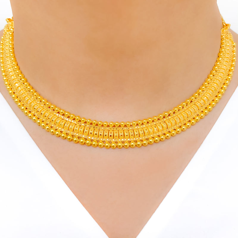 Regal Bead Lined Choker 22k Gold Set