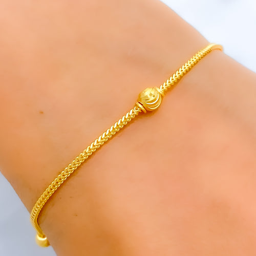 22k-gold-Glistening Wavy Bead Bracelet 