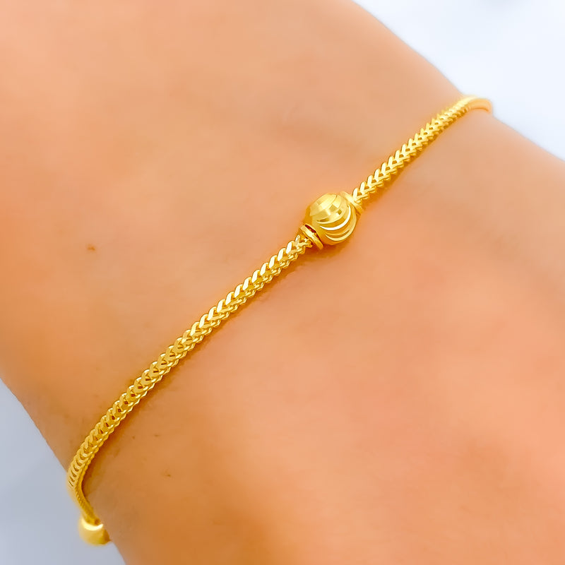 22k-gold-Glistening Wavy Bead Bracelet 