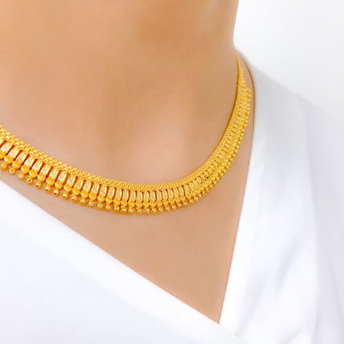 Bright Textured Choker 22k Gold Set