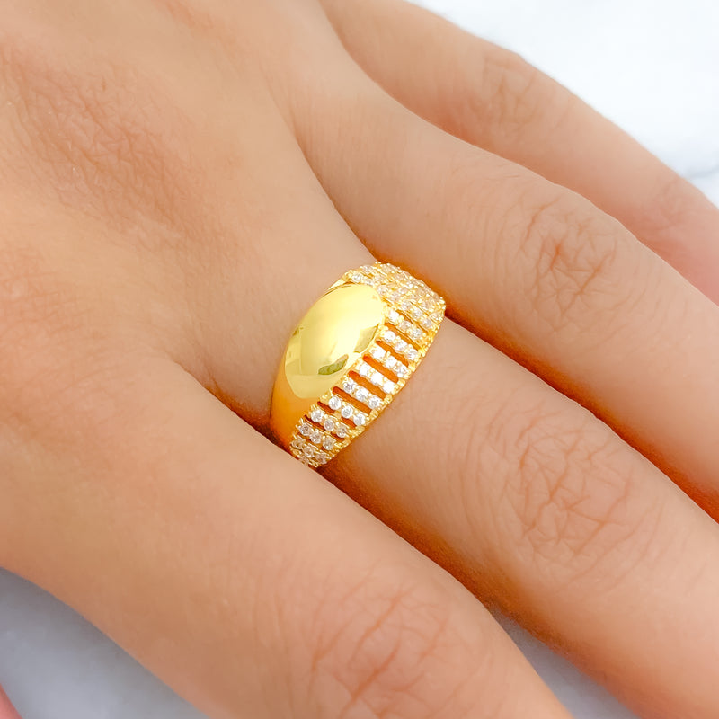 Fancy CZ Lined 22k Gold Ring