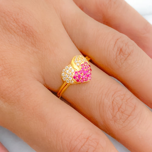 Timeless CZ Heart 22k Gold Ring