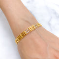 Modern Three Tone 22k Gold Bangle Bracelet