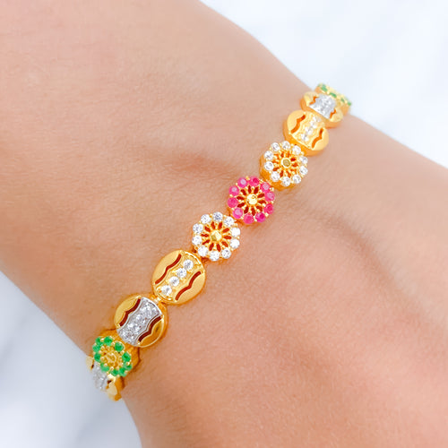 Multi-Color 22k Gold CZ Bracelet