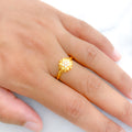 Matte Flower CZ 22k Gold Ring