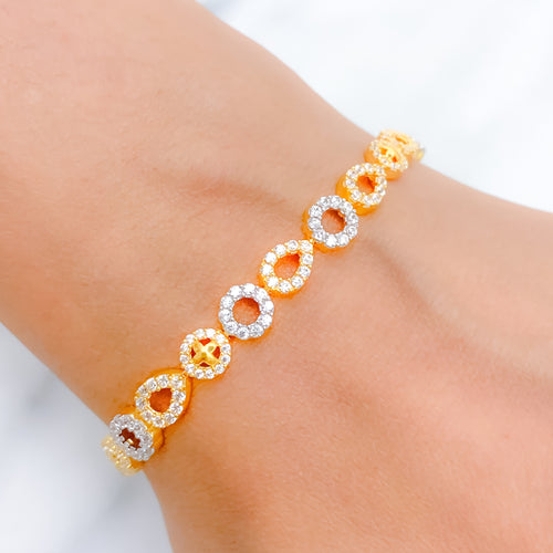 Alternating Links 22k Gold CZ Bracelet