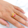 Pink + Gold Peacock 22k Gold Ring