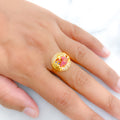 Fancy Round Peacock 22k Gold Ring