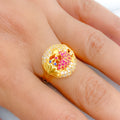 Fancy Round Peacock 22k Gold Ring
