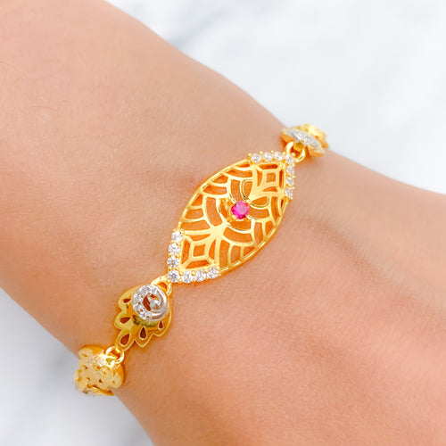 Jazzy Two-Tone 22k Gold CZ Bracelet