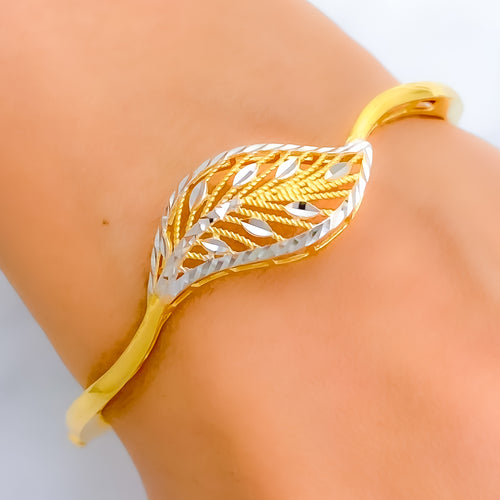 22k-gold-detailed-two-tone-leaf-bangle-bracelet