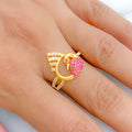 Chic Asymmetrical Peacock 22k Gold Ring