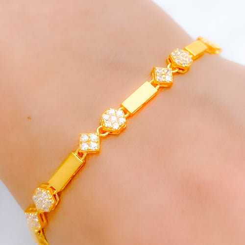 Dainty Slender 22k Gold CZ Bracelet