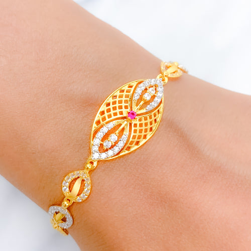 Ritzy CZ Link 22k Gold Bracelet