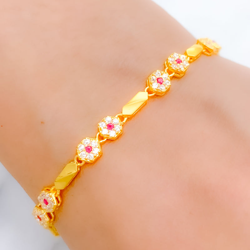 Special Lightweight 22k Gold Flower Bracelet