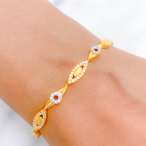 Upscale Slender 22k Gold CZ Bracelet