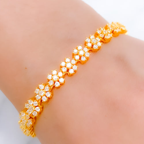 Exclusive Floral CZ 22k Gold Tennis Bracelet