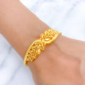 Chic Leaf Accented 22k Gold Bangle