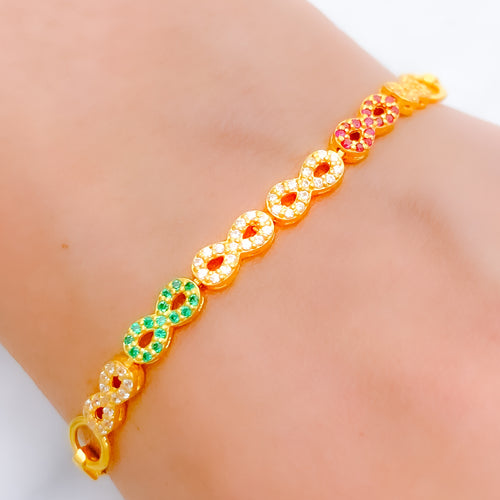 Unique Multi-Color 22k Gold Infinity Bracelet