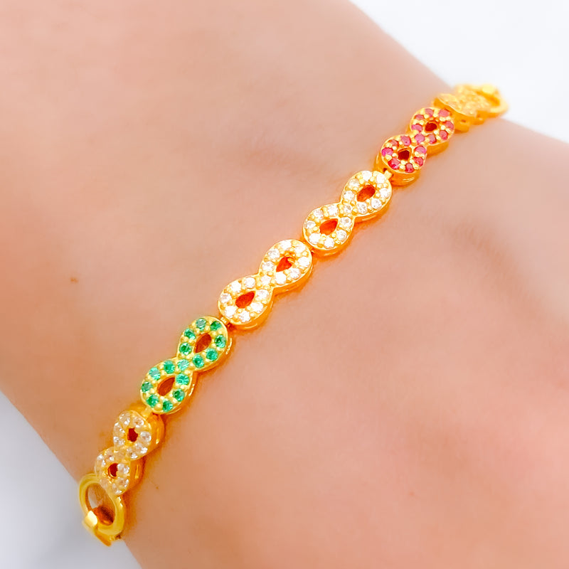 Unique Multi-Color 22k Gold Infinity Bracelet