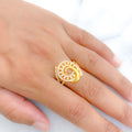 Classy Round White Peacock 22k Gold Ring