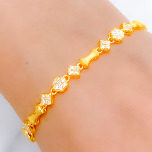 Reflective Delicate 22k Gold CZ Bracelet