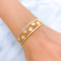 Flower Adorned Three-Tone 22k Gold Bangle