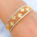 Flower Adorned Three-Tone 22k Gold Bangle