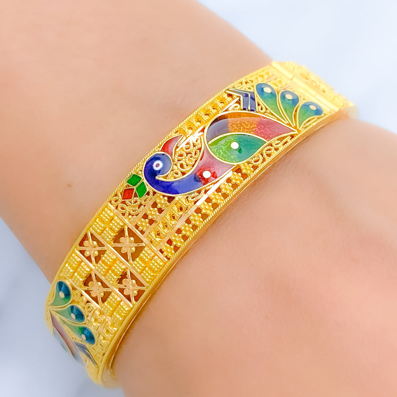 Festive High Finish 22k Gold Peacock Bangle