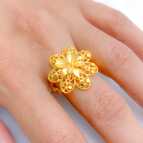 Contemporary Matte Floral Ring