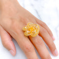 Elevated Three-Tone Floral Ring