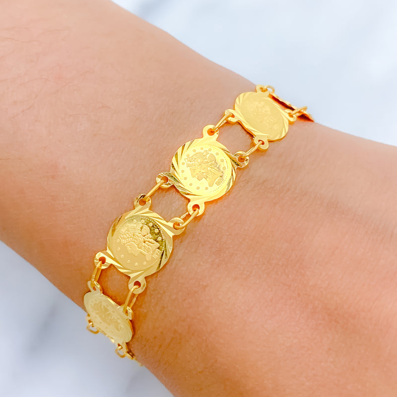 Sleek Jazzy 22k Gold Coins Bracelet