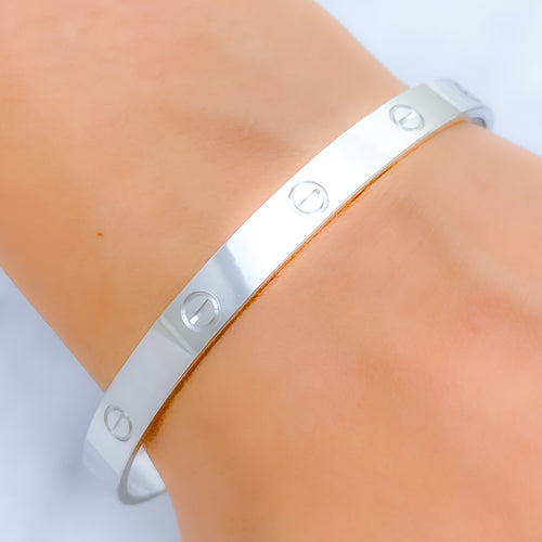 Solid Modern White 22k Gold Cuff