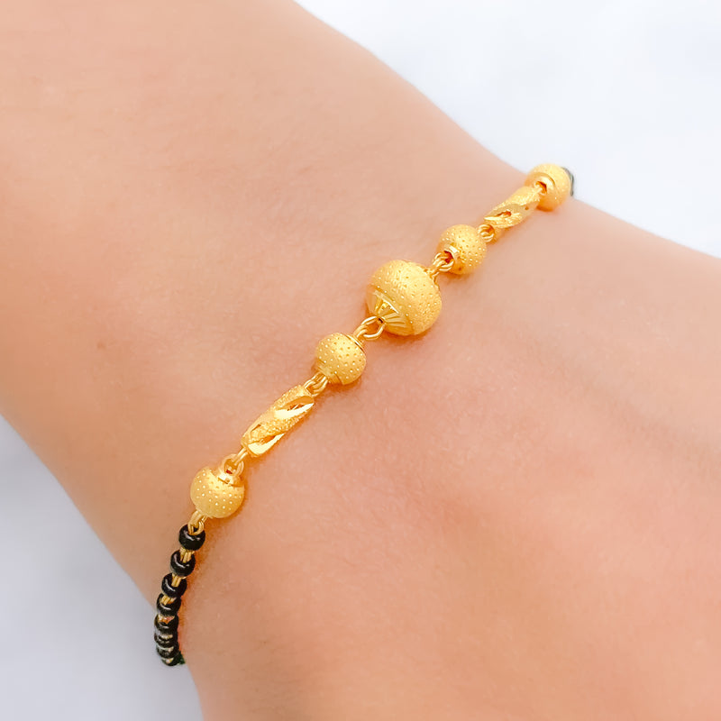 Classy Black 22k Gold Bead Bracelet