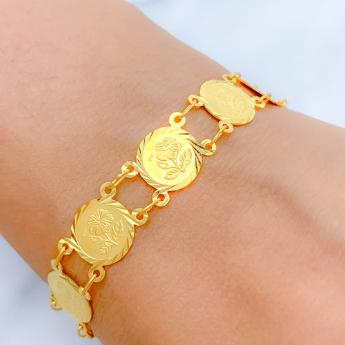 Stylish Adorned 22k Gold Coins Bracelet