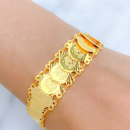 Overlapped Lavish 22k Gold Coins Bracelet