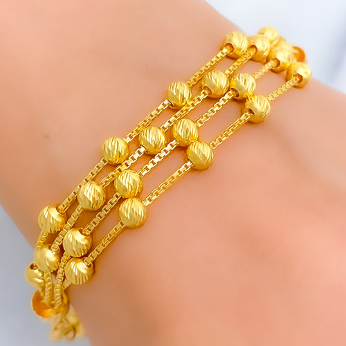 22k-gold-Four Chain Orb Bangle Bracelet  