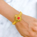 Radiant Red Ornate 22k Gold Bangle