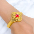 Radiant Red Ornate 22k Gold Bangle