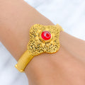 Radiant Red Ornate 22k Gold Bangle