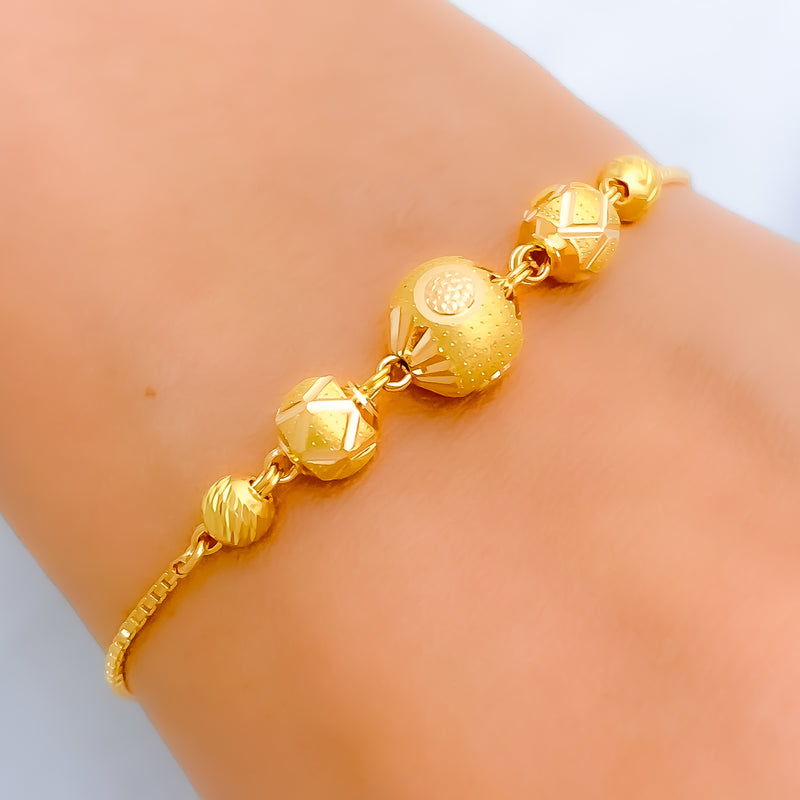 22k-gold-Reflective Dotted Orb Bolo Bracelet  