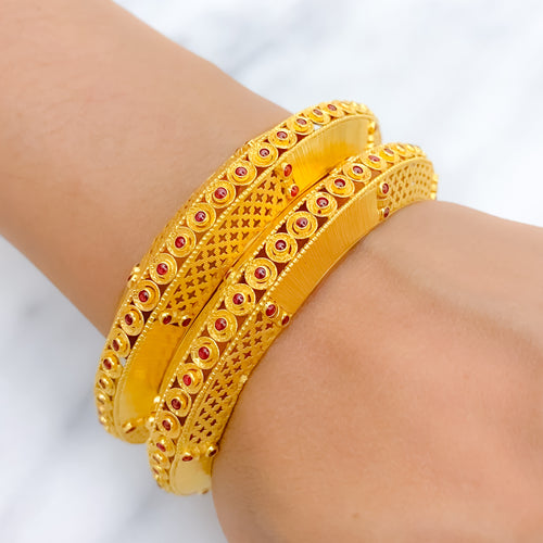 Graceful Modern 22k Gold Pair Bangles