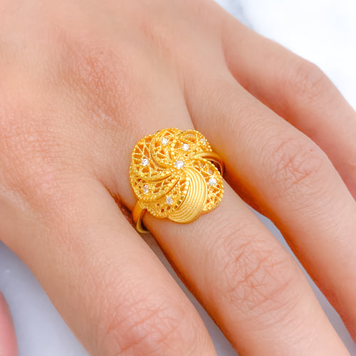 Unique Swirling Floral Ring