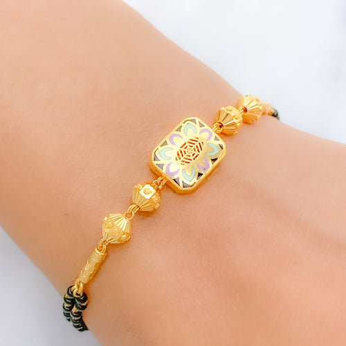Floral Two-Chain 22k Gold Bead Bracelet
