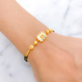 Floral Two-Chain 22k Gold Bead Bracelet