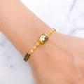 Shimmering Floral Meenakari 22k Gold Bracelet