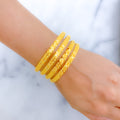 Fancy Floral Mesh 22k Gold Bangles