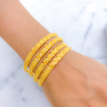 Fancy Floral Mesh 22k Gold Bangles