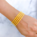 Slender Beaded 22k Gold Bangles