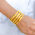 Ornate Dual Finish 22k Gold Bangles